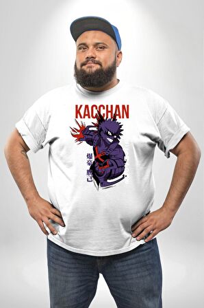 Kasuki Bakugo Anime  Beyaz Büyük Beden Kadın Erkek Ünisex  Basic Ön Baskılı Tişört