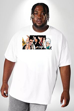 Bleach Anime  Beyaz Büyük Beden Kadın Erkek Ünisex  Basic Ön Baskılı Tişört