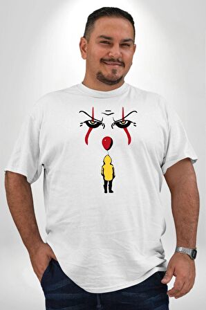 Pennywise Vs Georgie Korku Filmi Beyaz Büyük Beden Kadın Erkek Ünisex  Basic Ön Baskılı Tişört