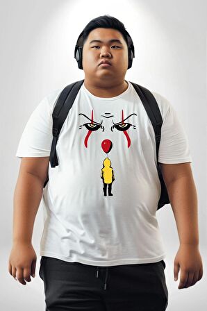 Pennywise Vs Georgie Korku Filmi Beyaz Büyük Beden Kadın Erkek Ünisex  Basic Ön Baskılı Tişört