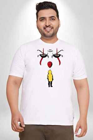 Pennywise Vs Georgie Korku Filmi Beyaz Büyük Beden Kadın Erkek Ünisex  Basic Ön Baskılı Tişört