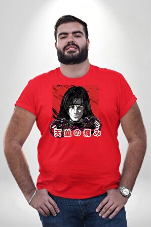 Orochimaru Anime Kırmızı Büyük Beden Erkek Kadın Unisex Basic Ön Baskılı Tişört