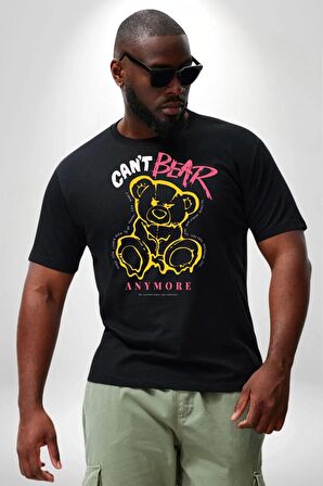 Artık Katlan Siyah Büyük Beden Erkek Kadın Unisex Basic Ön Baskılı Tişört