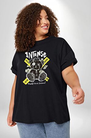 Geçilmez Bölge Siyah Büyük Beden Erkek Kadın Unisex Basic Ön Baskılı Tişört