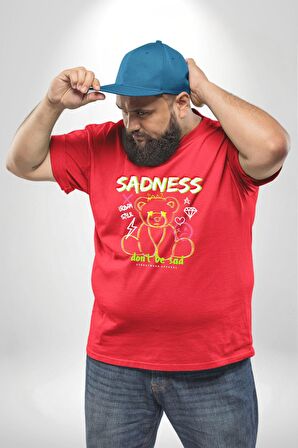 Üzüntü üzülme Kırmızı Büyük Beden Erkek Kadın Unisex Basic Ön Baskılı Tişört