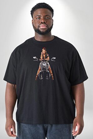 Motosiklet Erkek Kadın Unisex Siyah Büyük Beden Erkek Kadın Unisex Basic Ön Baskılı Tişört