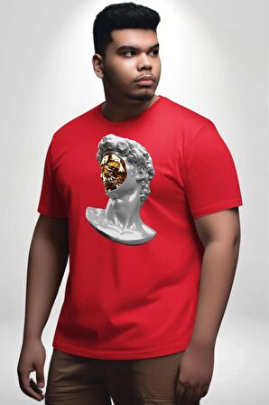 Modern Sanat Apollo Kırmızı Büyük Beden Erkek Kadın Unisex Basic Ön Baskılı Tişört