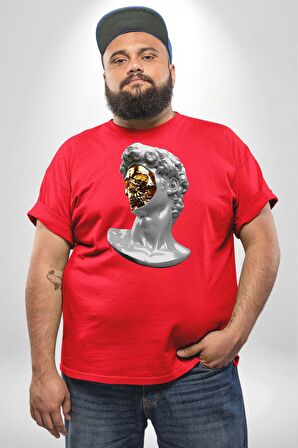Modern Sanat Apollo Kırmızı Büyük Beden Erkek Kadın Unisex Basic Ön Baskılı Tişört
