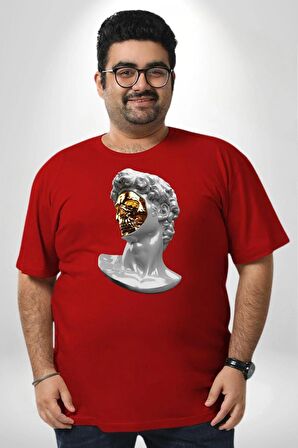 Modern Sanat Apollo Kırmızı Büyük Beden Erkek Kadın Unisex Basic Ön Baskılı Tişört