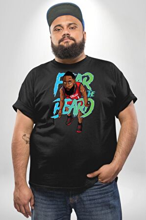 Sakaldan Korkmak Yazılı Basketbol James Harden Star Siyah Büyük Beden Erkek Kadın Unisex Basic Ön Baskılı Tişört