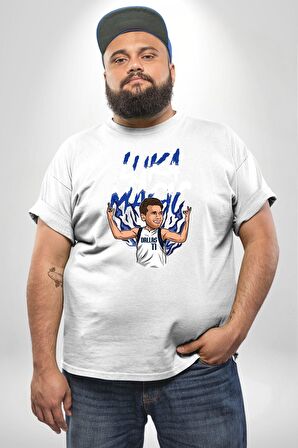 Luka Luka Doncic Basketboll Dallas Beyaz Büyük Beden Kadın Erkek Ünisex  Basic Ön Baskılı Tişört