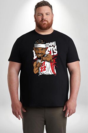 Jimmy Butler Basketbol Siyah Büyük Beden Erkek Kadın Unisex Basic Ön Baskılı Tişört