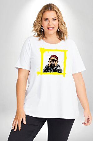 Fantastik Sanatsal Yeni Nesil Beyaz Bere El İle Dürbün Beyaz Büyük Beden Kadın Erkek Ünisex  Basic Ön Baskılı Tişört