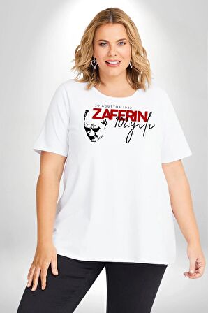 30 Ağustos Zafer Bayramı Atatürk İmzası Beyaz Büyük Beden Kadın Erkek Ünisex  Basic Ön Baskılı Tişört
