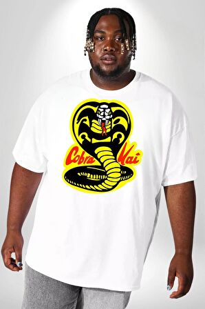 Cobra Kai Karete Çocuk Yılan Logo Dizi Beyaz Büyük Beden Kadın Erkek Ünisex  Basic Ön Baskılı Tişört