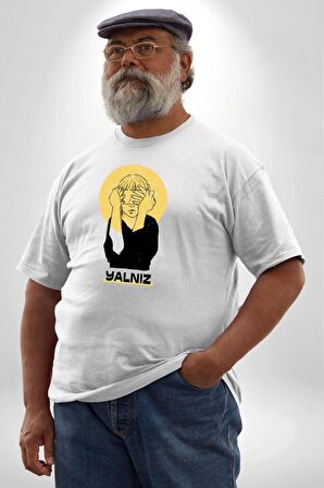 Yalnız Kadın Erkek Ünisex a Şiddete Hayır Beyaz Büyük Beden Kadın Erkek Ünisex  Basic Ön Baskılı Tişört