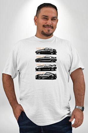 Toyota Supra Mk Serisi Beyaz Büyük Beden Kadın Erkek Ünisex  Basic Ön Baskılı Tişört