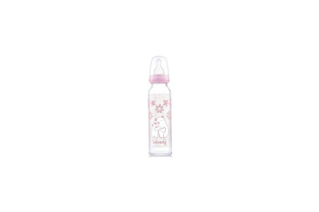 Bebedor Isıya Direnç/Dayanıklı Cam Biberon 250ML (Kod:41302) - Pembe