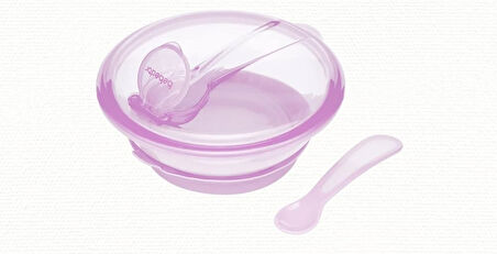 Bebedor Vakumlu Tabak ve Kaşık Seti (Kod:8557) - Pembe