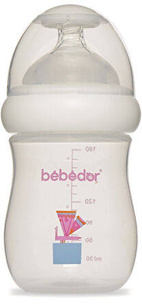 Bebedor Desenli Geniş Ağızlı PP Biberon 180ML (Kod:97322) - Pembe