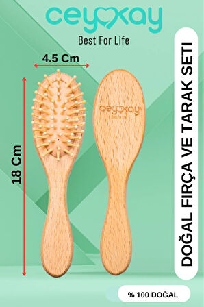 Organik Kayın Ağacı Bambu Uçlu Bebek Üçlü Fırça&Tarak seti