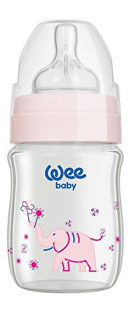 Wee Baby Klasik Plus Geniş Ağızlı Isıya Dayanıklı Cam Biberon 180ML - Pembe