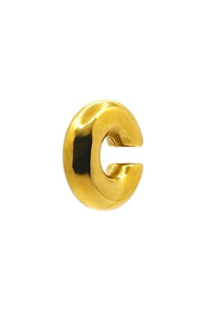 Büyük Bombeli Earcuff Büyük Halka Geçirmeli Kıkırdak Küpesi Gold Renk