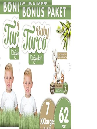 Baby Turco Doğadan 7 Numara XX Large 2x62'li Bel Bantlı Bez