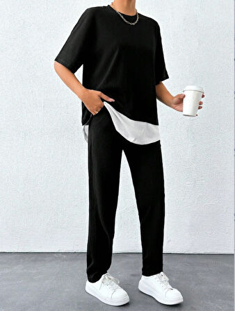 Livizmir Moda Kadın Bisiklet Yaka Atlet Detay Bürümcük Kumaş Ikili Takım