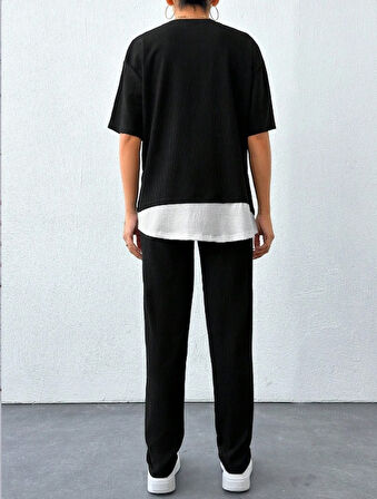 Livizmir Moda Kadın Bisiklet Yaka Atlet Detay Bürümcük Kumaş Ikili Takım