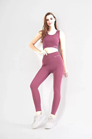 Livizmir Moda Dalgıç Croplu Taytlı Takım - Mor