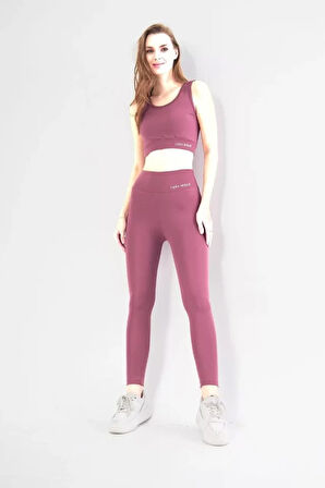 Livizmir Moda Dalgıç Croplu Taytlı Takım - Mor