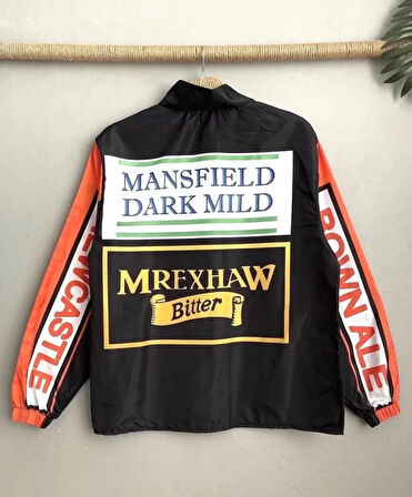 Livizmir Moda Vintage Baskılı Paraşüt Rüzgarlık - Siyah