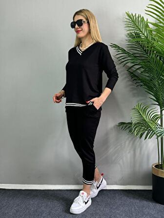 Livizmir Moda Kadın Yeni Sezon Uzun Kollu Ribana Detay Ikili Takım