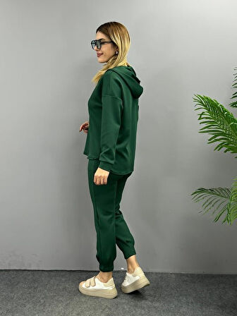 Livizmir Moda Kadın Uzun Kol V Yaka Kapüşon Detay Sweat Ve Yüksel Bel Eşofman Ikili Takım