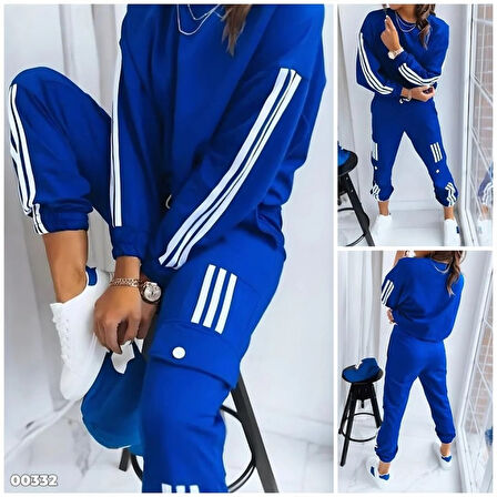 Livizmir Moda Kadın Uzun Kollu Beyaz şerit Detay Kargo Cep Iki Iplik Ikili Takım