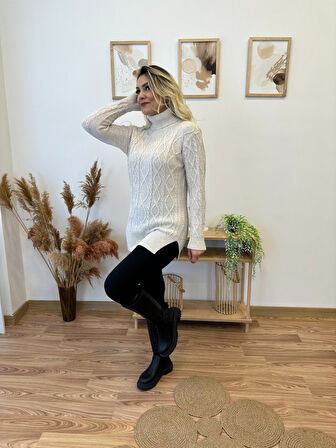 Livizmir Moda Loren Yünlü Motifli Midi Boy Triko Elbise
