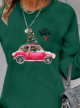 Livizmir Moda Kadın Uzun Kollu Bisiklet Yaka Desenli Viskon Iki Iplik Elbise