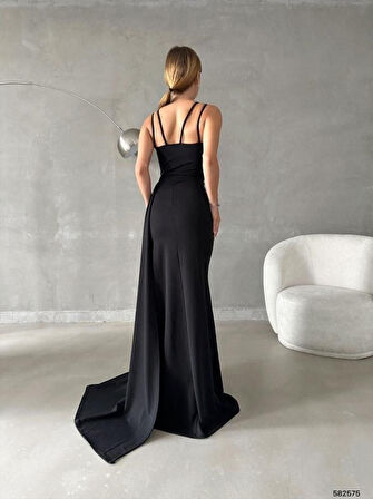 Livizmir Moda Kadın Omuz Askılı Bacak Dekolteli Gipe Detay 