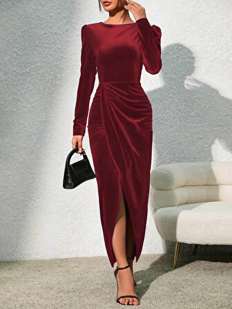 Livizmir Moda Kadın Uzun Kollu Bisiklet Yaka önden Büzgü Detaylı önden çapraz Detay