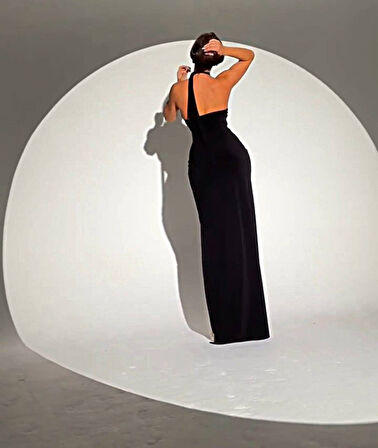 Livizmir Moda Kadın Sandy Kumaş Yırtmaç Ve Sırt Dekolteli Maxi Boy Elbise 