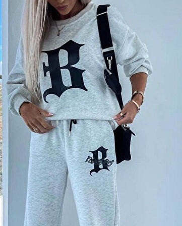 Livizmir Moda Kadın Uzun Kollu Tek Omuzu Açık Uzun Kollu Iki Iplik Bluz Ve Bağcıklı Pantolon Ikili Takım