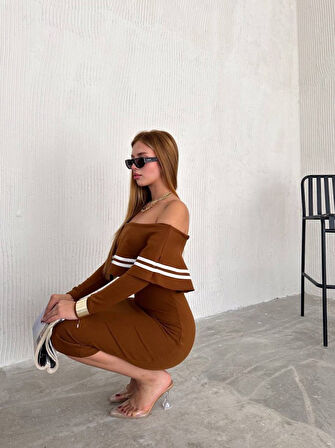 Livizmir Moda Kadın Fırsat ürünü Madonna Yaka Midi Boy Triko Elbise