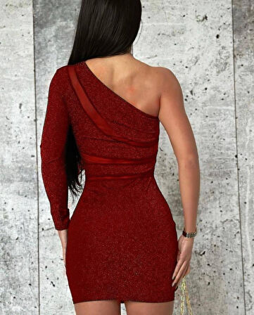 Livizmir Moda Kadın Omuz Dekolteli Beli Tül Detay Fırsat ürün Mini Elbise