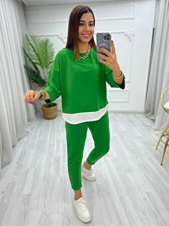 Livizmir Moda Kadın Yeşil ön Parça Detaylı Ikili Takım