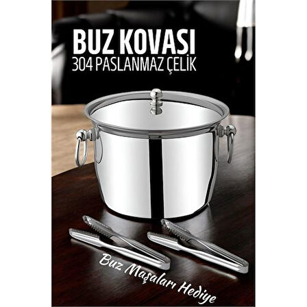 Buz Kovası 304 Paslanmaz Çelik ve Buz Maşası Seti Buz Termosu