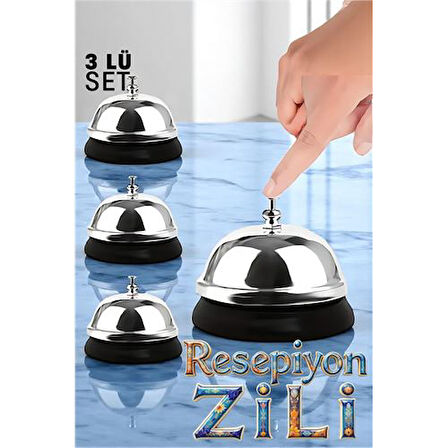 Resepsiyon Zili  - Resepsiyon ve Restoran İçin Zil - Resepsiyon Çağrı Zili 3 lü set