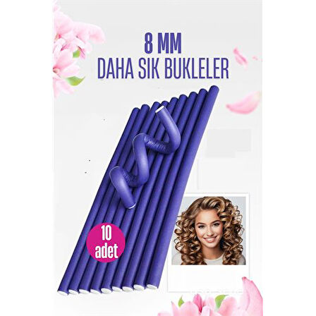 Sosis Latex Bigudi - Isısız Saç Bigudisi - 10 Adet 8 mm
