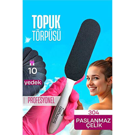 Çelik Topuk Törpüsü - 10 Yedekli Profesyonel Çelik Topuk Törpüsü Solingen Professional