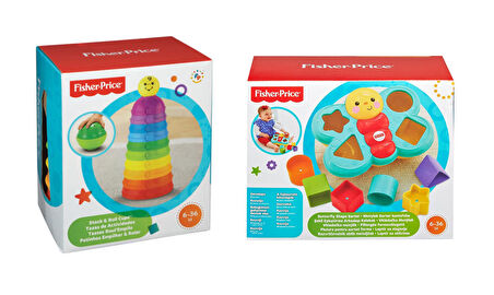 Fisher Price Şekil Eşleştirme Arkadaşı Kelebek ve Numaralı Kaplar Eğlenceli Oyuncak Seti